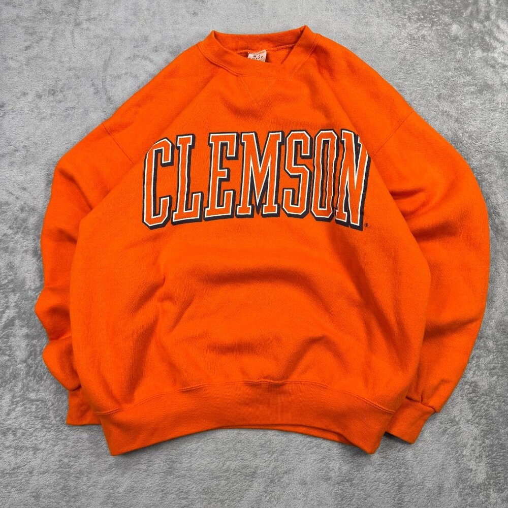 Vintage Soffe Clemson Graphic Sweatshirt 90s Y2K Collegiate Orange USA Made Sz L